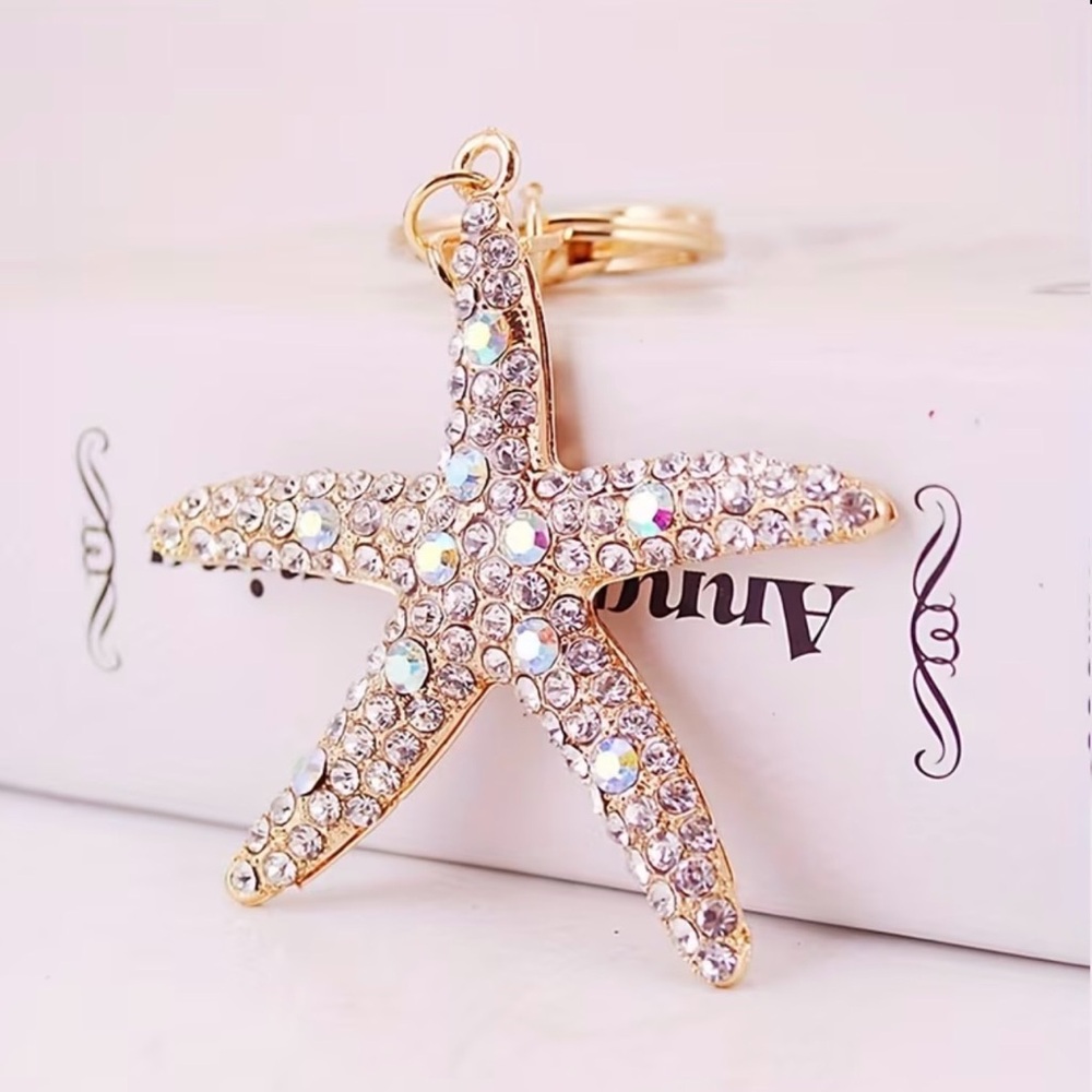 New Sparkling Gold tone Starfish Keychain / Purse Charm
#240